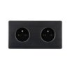 Gniazdko elektryczne czarne podwójne ramka stal szczotkowana PVD Black GN-SNPBL02C