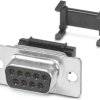 D-Sub socket, 9 pole, standard, equipped, angled, screw connection, 1688829