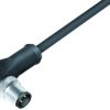 Sensor actuator cable, M12-cable plug, angled to open end, 3 pole, 2 m, PUR, black, 4 A, 77 3527 0000 50703-0200