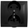 QUADRA Gniazdo podwójne z/u czarne matowe
