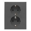 Simon 55 Gniazdo Schuko z przesłonami podwójne 16 A, 250 V~, zaciski śrubowe Grafitowy mat TGSZ2PZFAR/116