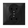 IMPRESJA Gniazdo podwójne z uziemieniem kompletne z ramką czarny metalik GP-2YZ/33