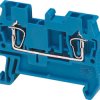Terminal block, 2 pole, 0.2-2.5 mm², clamping points: 2, blue, spring balancer connection, 24 A, NSYTRR22BL