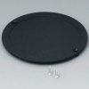 Battery compartment cover, round, ABS, black, B5011859