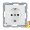 BERKER B.KWADRAT Gniazdo z uziemieniem schuko z przesłonami styków z podświetleniem orientacyjnym biały połysk 41098989 HAGER