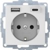 B.3/B.7 Gniazdo z uziemieniem SCHUKO z ładowarką USB A +C 2.4/3.0 A samozaciski biały mat 48041909 HAGER