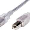USB 2.0 adapter cable, USB plug type A to USB plug type B, 3 m, transparent, 340458