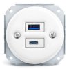 Ładowarka USB A+C 20W okrągła biała ceramiczna podtynkowa (moduł bez ramki) - Ceramic Loft