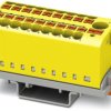 Distribution block, push-in connection, 0.14-4.0 mm², 19 pole, 24 A, 8 kV, yellow, 3273116