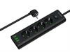 Przedłużacz sieciowy czarny 4-gniazda + 3xUSB 1xUSB-C 1,5m (3x1) PS-450S