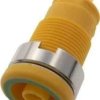 Gniazdo bezpieczne 4mm konektor 4.8mm 25A żółto-zielone