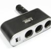 Rozgałęźnik zapalniczki samochodowej 3GN+1USB przegubowy