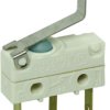 Subminiature snap-action switch, On-On, plug-in connection, roller hinge lever, 0.9 N, 6 (1) A/250 VAC, IP67, 1045.6502