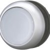 Pushbutton, illuminable, groping, waistband round, white, front ring silver gray, mounting Ø 22.5 mm, 216922