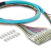 91054 Fiber optic pigtail fanout cable, 12x LC/UPC, OM3, 50/125 µm, 12