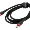 Kabel USB C wtyk z obu stron 1m czarny tekstylny 60W CATKLF-G91