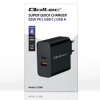 Qoltec Ładowarka Super Quick PD 1xUSB-C 1xUSB 65W 5-20V 1.5-3.25A Laptop Smartfon Czarna