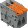PCB terminal, 2 pole, pitch 3.5 mm, AWG 26-14, 17.5 A, push-in cage clamp, gray, 2601-1102