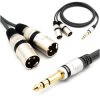 Kabel 2x Wtyk XLR Męski Jack 6.3 Stereo 1.5m Vitalco MK38
