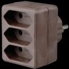 Safety plug, 3 x Euro sockets, brown