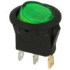 Przełącznik; klawiszowy (kołyskowy); okrągły 12V G; ON-OFF; 1 tor; zielony; podświetlenie LED 12V; zielony; bistabilny; konektor