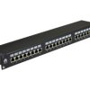 Patch panel RACK 19 cali 1U kat.5e 24p FTP z półką czarny NEKU