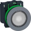 Pushbutton, for universal LED, illuminable, 1 Form A (N/O) + 1 Form B (N/C), waistband round, white, front ring light gray, moun