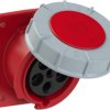 CEE surface-mounted socket, 5 pole, 63 A/400 V, red, 6 h, IP66/IP67, 435-6
