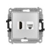 MINI Mechanizm gniazda HDMI 2.1, 8K + gniazda 1xRJ45, kat. 6A, 8-stykowy, bez pola opisowego srebrny metalik 7MGHKBO-86A