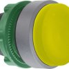 Pushbutton, unlabeled, unlit, groping, waistband round, yellow, front ring light gray, mounting Ø 22 mm, ZB5AL5C0