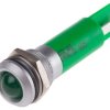 Lampka kontrolna do montażu panelowego 24V ac/dc, zielona 12mm LED Chrom Końcówka lutownicza RS PRO