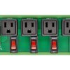 DIN Rail Mount AC 120V NEMA 5-15R 4 Receptacle Outlet Power Module, with Rocker Switch Thermal Circuit Breaker Overload Protecto