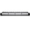 Qoltec Solidny stalowy Patch panel do szaf RACK 19 24 porty 1U UTP Czarny