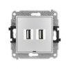 ICON Gniazdo podwójne 2xUSB A-A 2.0 bez pola opisowego srebrny metalik 7IGUSBBO-2 KARLIK