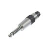 Rean NYS224C-4 AV 6.35mm Mono Audio Jack Plug, Silver, 2 Pins, 1pc
