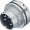 Panel plug, 2 pole, solder connection, screw locking, straight, 09 0103 00 02