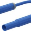 Safety measuring lead with (4 mm lamella plug, straight) to (4 mm socket, straight), 0.5 m, blue, PVC, 1.0 mm², CAT IV, 66.1044-