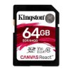 Karta pamięci Kingston Canvas React SDXC 64GB class 10 UHS-I U3 V30 A1 - 80/100MB/s