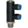L multiple distributor, L 44.3 mm, 10 bar, plastic/brass, nickel-plated, for hose, 109661