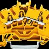 2002-6306 3-wire feed-through terminal, diameter 0.25 - 2.5 mm, yellow