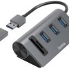 Hama 00200140 USB-Hub 5 Portów USB-A, microSD, SD USB 3.2 Gen1 5 GBit/s wbudowany czytnik kart pamięci SD, z wtyczką USB