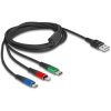 Delock 90156 USB 2.0 3-in-1 Charging Cable USB-A to Micro-B/Lightning/USB-C 2m