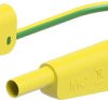 Measuring lead with (4 mm lamella plug, straight) to (4 mm lamella plug, straight), 750 mm, green/yellow, PVC, 1.0 mm², CAT II,