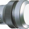 Pushbutton, illuminable, groping, waistband round, white, front ring silver, mounting Ø 22.3 mm, 1.30.240.021/1000