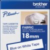 TZEFA4 Fabric iron-on tape, blue on white, 18mm