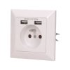Gniazdo pojedyncze z/u z ładowarką 2xUSB 2.1A białe OR-AE-13140