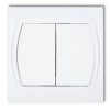 LOGO Wyłącznik podwójny świecznikowy zwierny przycisk (dwa klawisze bez piktogramów wspólne zasilanie) biały LWP-44.1 KARLIK