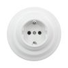 Gniazdo elektryczne Schuko ceramiczne okrągłe z ramką, montaż podtynkowy, kolor biały Ceramic Loft