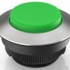 Pushbutton, illuminable, groping, waistband round, green, front ring stainless steel, mounting Ø 30.3 mm, 1.30.290.221/2500