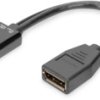Adapter, HDMI plug (type A) to DisplayPort, USB-A connector, black, AK-330101-002-S